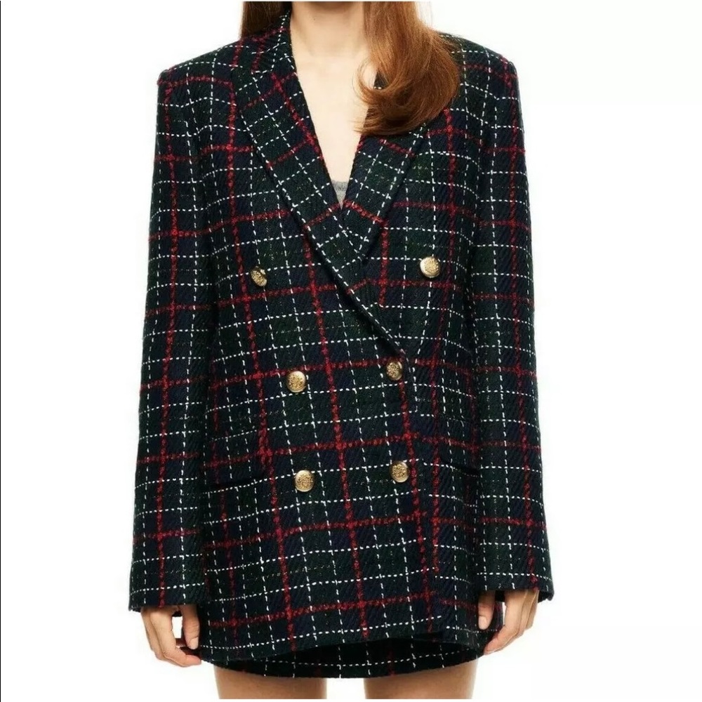 Zara Double breasted Blazer Plaid